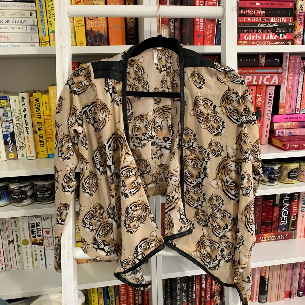sold ❌Super cute tiger print faux leather crop
